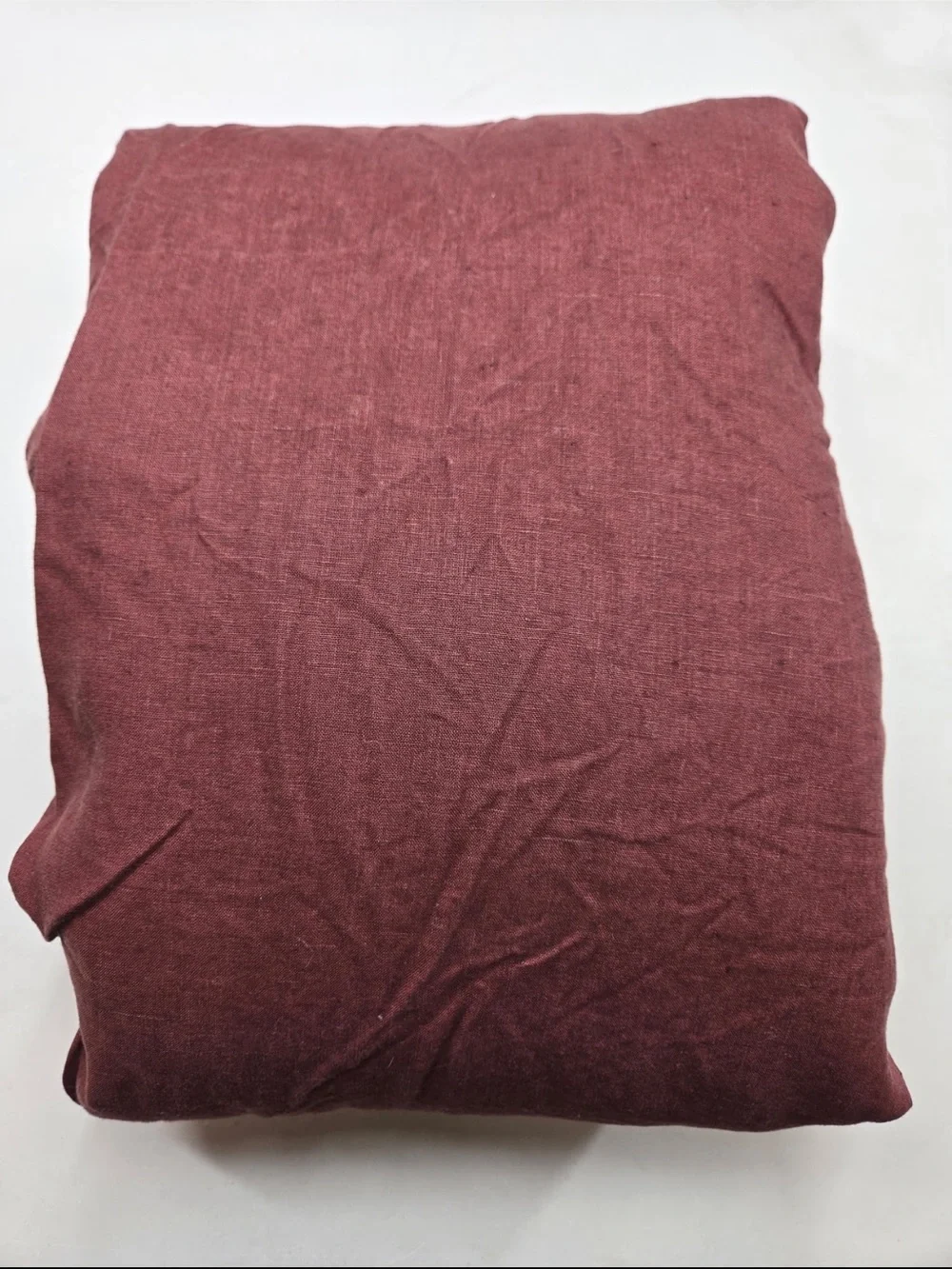 QUINCE European Linen Duvet Cover Set King/Cal King Burgundy 0568